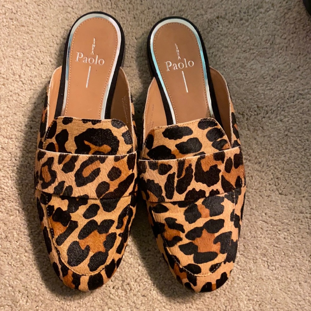 Leopard print loafer mule